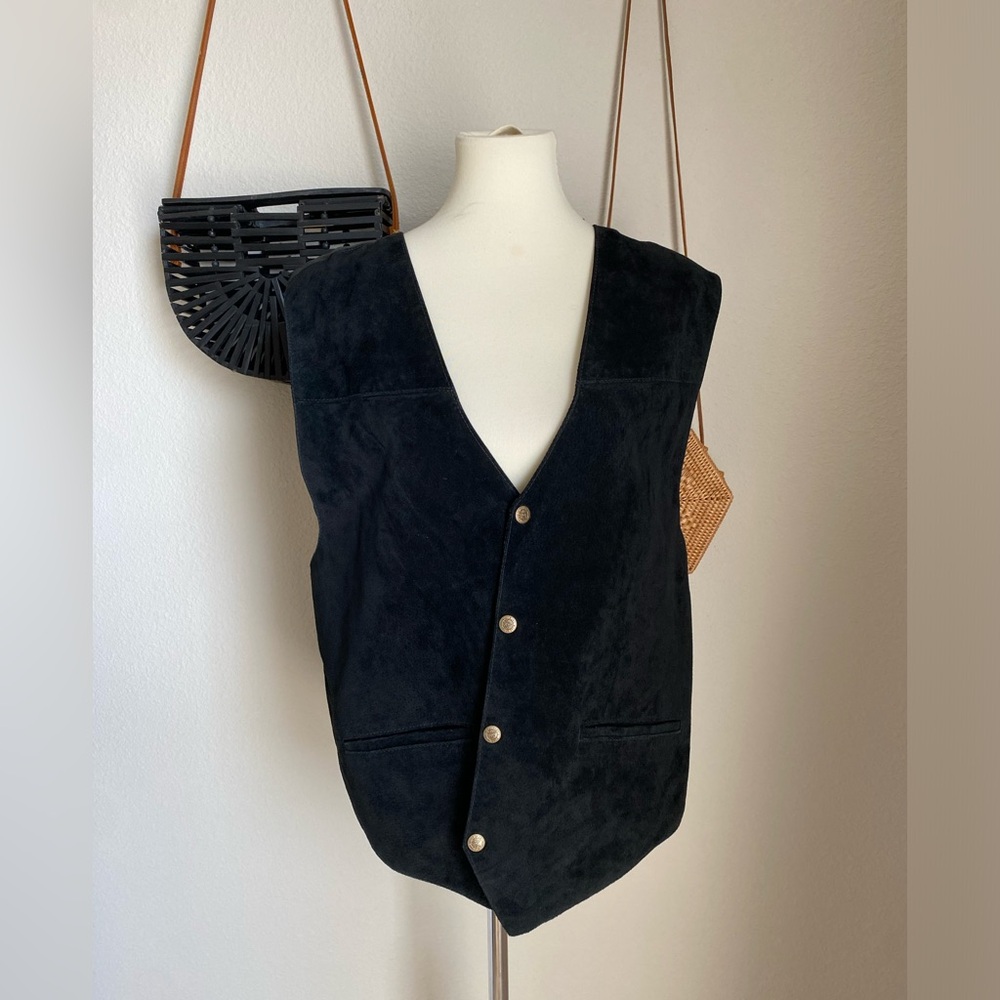 SCULLY Genuine Black Suede Leather Men’s Vest, Size XL